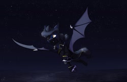 Size: 1280x829 | Tagged: safe, artist:assassin-or-shadow, oc, bat pony, pony, bat pony oc, clothes, eyepatch, solo