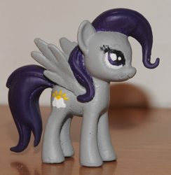 Size: 2612x2680 | Tagged: safe, artist:awgear, oc, oc:morning glory (project horizons), pegasus, pony, fallout equestria, fallout equestria: project horizons, custom, cutie mark, fanfic art, female, figurine, gray coat, irl, photo, purple eyes, purple mane, purple tail, toy