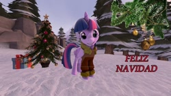 Size: 1024x576 | Tagged: safe, artist:juanjobelic, twilight sparkle, twilight sparkle (alicorn), alicorn, christmas, holiday