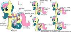 Size: 2433x1103 | Tagged: safe, artist:eagle1division, oc, oc only, oc:knitwise, pony, awesome in hindsight, harness, hilarious in hindsight, simple background, tack, transparent background, wheel, wheelchair