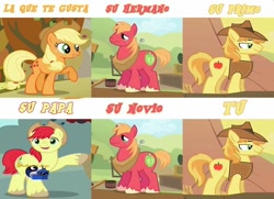 Size: 720x522 | Tagged: safe, applejack, big macintosh, braeburn, bright mac, earth pony, pony, applecest, applemac, braejack, female, incest, male, meme, shipping, spanish, straight