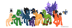 Size: 5000x2000 | Tagged: safe, artist:sanoo32, alicorn, earth pony, pegasus, pony, anime, dragon ball z, goku, piccolo (dbz), ponified, son gohan, vegeta