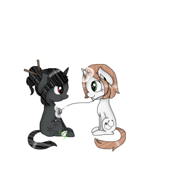 Size: 512x512 | Tagged: safe, artist:vicky181, oc, oc:ebony darkness, oc:healing touch, pony, bandage, cure, cute, healing magic, listening, stethoscope, white mage