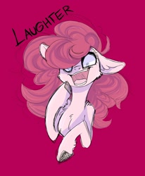 Size: 1280x1556 | Tagged: safe, artist:sourcreamss, pinkie pie, earth pony, pony, female, laughing, solo