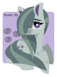 Size: 800x1084 | Tagged: safe, artist:snow angel, marble pie, earth pony, pony, chest fluff, cute, cutie mark, female, marblebetes, mare, prone, solo, white pupils