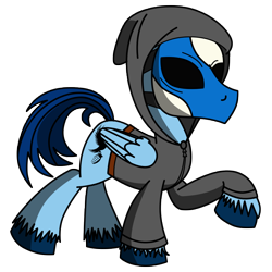 Size: 894x894 | Tagged: safe, artist:pananovich, pegasus, pony, clothes, hollywood undead, hoodie, johnny 3 tears, male, mask, ponified, raised hoof, rapper, simple background, solo, stallion, transparent background