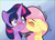 Size: 800x580 | Tagged: safe, artist:provolonepone, derpibooru import, fluttershy, twilight sparkle, pegasus, pony, unicorn, blushing, female, kissing, lesbian, nervous, shipping, twishy