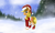 Size: 5000x3000 | Tagged: safe, artist:pony-stark, applejack, earth pony, pegasus, pony, christmas, female, hat, holiday, santa hat, snow, solo