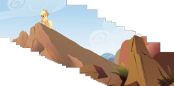 Size: 7518x3733 | Tagged: safe, edit, edited screencap, screencap, applejack, earth pony, pony, fall weather friends, cliff, composite screencap, female, mare, panorama, raised hoof, rock, solo