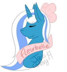 Size: 864x924 | Tagged: safe, artist:jacegalaxy, oc, oc:fleurbelle, alicorn, pony, alicorn oc, bow, eyes closed, female, hair bow, mare, ribbon