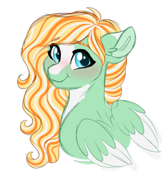 Size: 1024x1094 | Tagged: safe, artist:azure-art-wave, oc, oc only, oc:dandelion daze, pegasus, pony, blaze (coat marking), bust, simple background, solo, transparent background