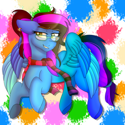 Size: 3000x3000 | Tagged: safe, artist:tomboygirl45, oc, oc:dashing art, pegasus, pony, clothes, female, glasses, mare, scarf, solo