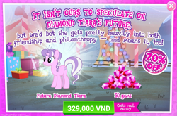 Size: 1553x1028 | Tagged: safe, diamond tiara, earth pony, pony, the last problem, advertisement, crack is cheaper, gameloft, gem, good end, official, older, older diamond tiara, sale