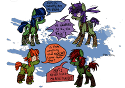 Size: 3467x2441 | Tagged: safe, artist:lupus-miles, pony, dialogue, donatello, leonardo, michelangelo, ponified, raphael, teenage mutant ninja turtles