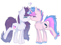 Size: 308x228 | Tagged: safe, artist:ezzerie, oc, pony, unicorn, commission, cute, duo, pixel art, ship