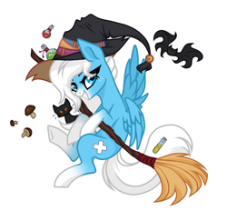 Size: 1580x1464 | Tagged: safe, artist:rioshi, artist:starshade, oc, oc only, oc:icy heart, pegasus, pony, female, halloween, holiday, mare, simple background, solo, white background