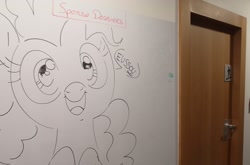 Size: 2048x1348 | Tagged: safe, artist:imalou, pinkie pie, earth pony, irl, meme, photo, solo, traditional art