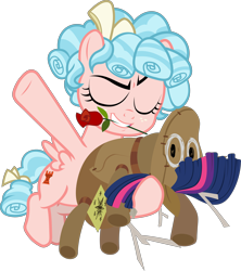 Size: 4290x4841 | Tagged: safe, artist:frownfactory, cozy glow, pegasus, pony, frenemies (episode), .svg available, dancing, eyes closed, female, filly, flower, flying, plushie, rose, simple background, solo, svg, transparent background, vector, wings