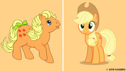 Size: 1024x576 | Tagged: safe, derpibooru import, applejack, applejack (g1), earth pony, pony, g1, comparison, official