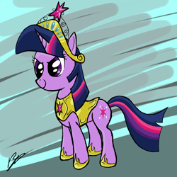 Size: 1024x1024 | Tagged: safe, artist:beastofbizzaro, twilight sparkle, unicorn twilight, pony, unicorn, armor, big crown thingy, element of magic, jewelry, regalia, smiling, solo