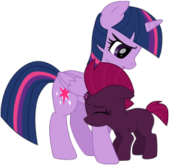 Size: 8373x8010 | Tagged: safe, artist:ejlightning007arts, fizzlepop berrytwist, tempest shadow, twilight sparkle, twilight sparkle (alicorn), alicorn, pony, unicorn, my little pony: the movie, broken horn, eyes closed, female, filly, filly tempest shadow, horn, mare, sad, simple background, trace, transparent background, younger