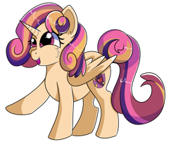 Size: 1280x1050 | Tagged: safe, artist:rainbowtashie, apple bloom, dinky hooves, scootaloo, sweetie belle, oc, oc:princess young heart, alicorn, pony, alicorn oc, alicorn princess, commissioner:bigonionbean, female, filly, fusion, fusion:princess young heart, solo, the ultimate cutie mark crusader