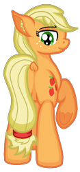 Size: 387x827 | Tagged: safe, artist:zeka10000, derpibooru import, applejack, earth pony, pony, applebutt, butt, dock, ear fluff, featureless crotch, female, frog (hoof), full body, looking back, plot, simple background, smiling, solo, standing, transparent background, underhoof