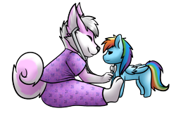 Size: 1500x1026 | Tagged: safe, artist:medicatedcannibal, derpibooru import, rainbow dash, oc, anthro, fox, anthro oc, cute, listening, playing doctor, smiling, stethoscope