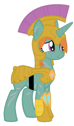 Size: 566x957 | Tagged: safe, artist:rukemon, artist:sugarsweet-goth, oc, oc only, oc:emerald spear, pony, unicorn, armor, base used, commission, eye scar, female, helmet, hoof shoes, mare, scar, simple background, solo, transparent background