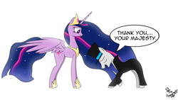 Size: 3840x2160 | Tagged: safe, artist:noidavaliable, princess twilight 2.0, twilight sparkle, twilight sparkle (alicorn), oc, oc:alias, alicorn, pony, the last problem, bowing, happy birthday mlp:fim, mlp fim's ninth anniversary