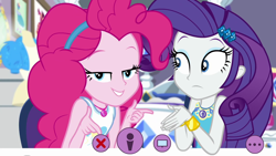 Size: 1920x1080 | Tagged: safe, screencap, pinkie pie, rarity, better together, do it for the ponygram!, equestria girls