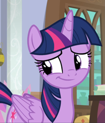 Size: 759x896 | Tagged: safe, screencap, twilight sparkle, twilight sparkle (alicorn), alicorn, pony, sparkle's seven, amused, cropped, cute, smiling, solo, twiabetes