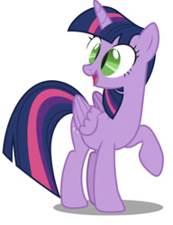 Size: 718x936 | Tagged: safe, edit, editor:undeadponysoldier, twilight sparkle, twilight sparkle (alicorn), alicorn, pony, adorable face, alternate eye color, cute, derp, dragon eyes, face swap, female, mare, open mouth, raised hoof, silly face, simple background, solo, wat, white background, wings, wings down