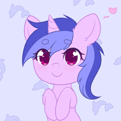 Size: 1937x1934 | Tagged: safe, artist:fluffymaiden, sea swirl, seafoam, pony, unicorn, background pony, beanbrows, chibi, cute, ear fluff, eye clipping through hair, eyebrows, female, floating heart, heart, heart eyes, looking at you, mare, seadorable, solo, wingding eyes