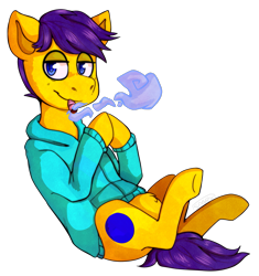 Size: 885x942 | Tagged: safe, artist:cinnamonsparx, oc, earth pony, pony, blunt, clothes, drugs, high, hoodie, joint, male, marijuana, simple background, solo, stallion, transparent background