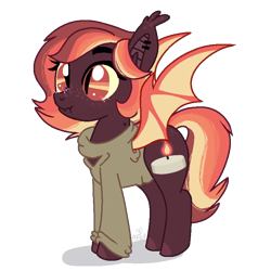Size: 768x768 | Tagged: safe, artist:awoomarblesoda, oc, oc:tender warmth, bat pony, pony, clothes, female, mare, scrunchy face, simple background, solo, sweater, transparent background
