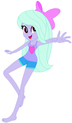 Size: 3768x6408 | Tagged: safe, artist:jawsandgumballfan24, flitter, equestria girls, barefoot, bow, clothes, cute, equestria girls-ified, feet, female, flitterbetes, hair bow, shorts, solo, tanktop