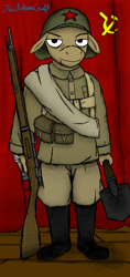 Size: 4000x8500 | Tagged: safe, artist:arkeanthe, anthro, pony, gun, hammer and sickle, mosin nagant, rifle, solo, soviet, weapon