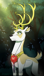 Size: 1056x1800 | Tagged: safe, artist:inuhoshi-to-darkpen, idw, king aspen, deer, male, solo, stag