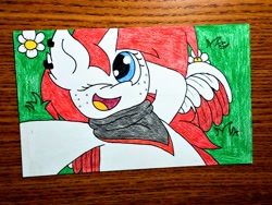 Size: 2560x1920 | Tagged: safe, artist:thebadbadger, oc, oc:blood moon, alicorn, pony, bandana, selfie, traditional art