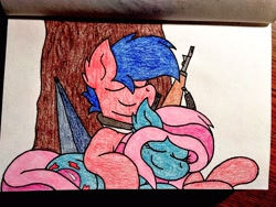 Size: 2560x1920 | Tagged: safe, artist:thebadbadger, oc, oc:bubblegum, oc:phire demon, pony, traditional art