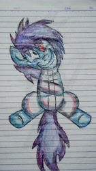 Size: 2304x4096 | Tagged: safe, artist:renfred456, oc, pony, asylum, bondage, insanity, lined paper, smiling, straitjacket, traditional art