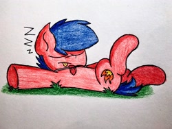 Size: 2560x1920 | Tagged: safe, artist:thebadbadger, oc, oc:phire demon, pony, sleeping, traditional art