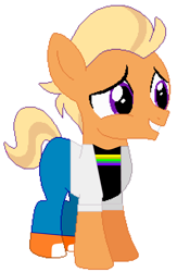 Size: 1994x3053 | Tagged: safe, artist:jawsandgumballfan24, tender taps, earth pony, pony, adrien agreste, base used, blonde hair, clothes, cosplay, costume, male, miraculous ladybug, pants, shoes, sneakers