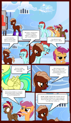 Size: 678x1178 | Tagged: safe, artist:sonicdash777, scootaloo, oc, oc:aurora, oc:orion, pony, comic:the rainbow factory, fanfic:rainbow factory, pony creator, comic