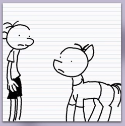 Size: 327x330 | Tagged: safe, screencap, human, pony, diary of a wimpy kid, human and pony, parody, style emulation, there was some attempt