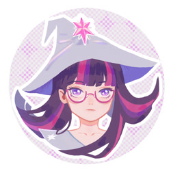 Size: 1105x1105 | Tagged: safe, artist:sled, twilight sparkle, twilight sparkle (alicorn), alicorn, human, female, glasses, humanized, looking at you, solo, twilight's professional glasses