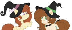 Size: 4000x1701 | Tagged: safe, artist:browniepawyt, oc, oc only, oc:brownie paw, earth pony, pegasus, pony, base used, female, hat, mare, simple background, transparent background, witch hat