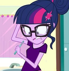 Size: 1200x1234 | Tagged: safe, edit, edited screencap, screencap, sci-twi, twilight sparkle, equestria girls, cropped, implied pregnancy, pregnancy test, solo