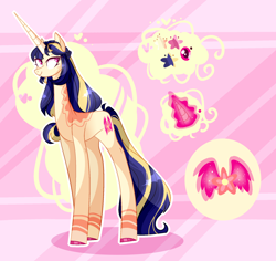 Size: 2016x1900 | Tagged: safe, artist:manella-art, oc, oc only, oc:aurora twilightshine, pony, unicorn, female, mare, offspring, parent:flash sentry, parent:twilight sparkle, parents:flashlight, reference sheet, solo